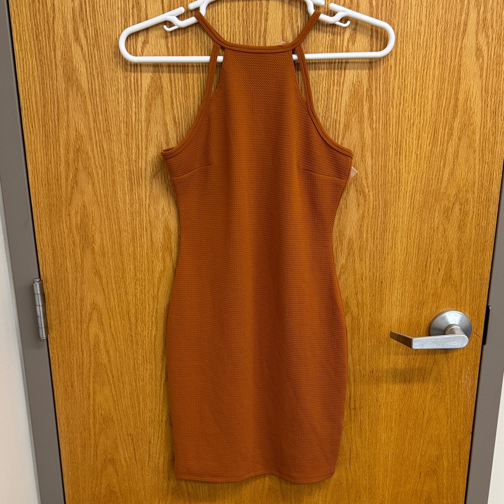 Elegant Rust‎ Halter Mini Dress